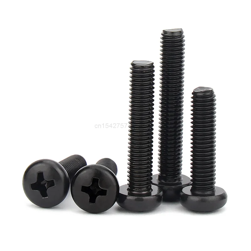 

1/20pcs M5 M6 M8 Black 304 Stainless Steel Cross Recessed Round Phillips Pan Head Screw Bolt Diameter 5mm 6mm 8mm Length 5-100mm