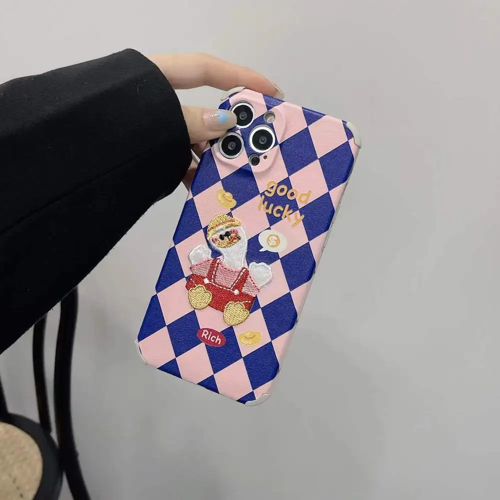 Симпатичный мультяшный чехол с вышивкой утка для телефона IPhone 13 12 11 Pro Max XR XS X