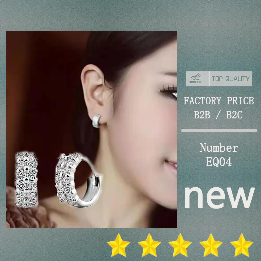 

Silver color buckle wild double crystal ear jewelry lovely ladies fashion high quality jewelry manufacturers, wholesale