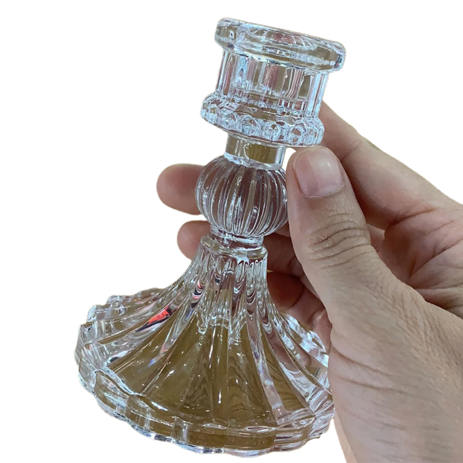 

Classic Glass Candlestick Holder Exquiste Style Durable Long Lasting Stable Base Easy To Clean Best Decoration For Room