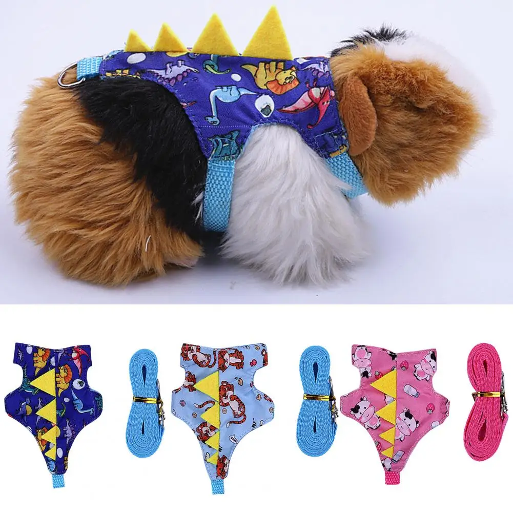 Guinea Pig Leash 1 Set Cute Dinosaur Fashion Outfit  Chinchillas Rabbit Harness Ferrets Rat Clothes Pet Supplies