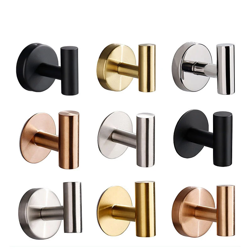 

3M Brush Gold Stainless Steel Black White Clothes Hook self-adhesive Towel Hook Bathroom Hardware Robe Hook Door Hat Hook