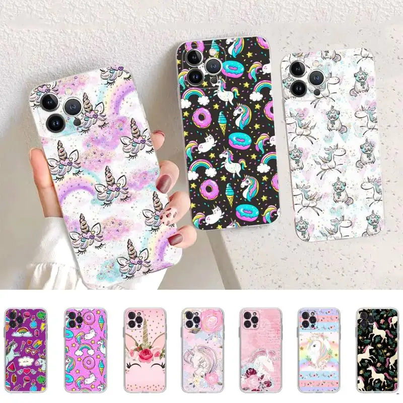 

Unicorn Cartoon Phone Case For iPhone 14 11 12 13 Mini Pro XS Max Cover 6 7 8 Plus X XR SE 2020 Funda Shell