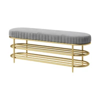 double layer storage metal nordic shoe rack living room footstool furniture entry home simple iron art stool bedroom bench seat