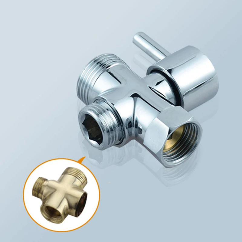 

G1/2 T-образный латунный клапан для ванной комнаты с запорным клапаном 3-ходовой переключатель тройник соединитель хромированная отделка Акс...