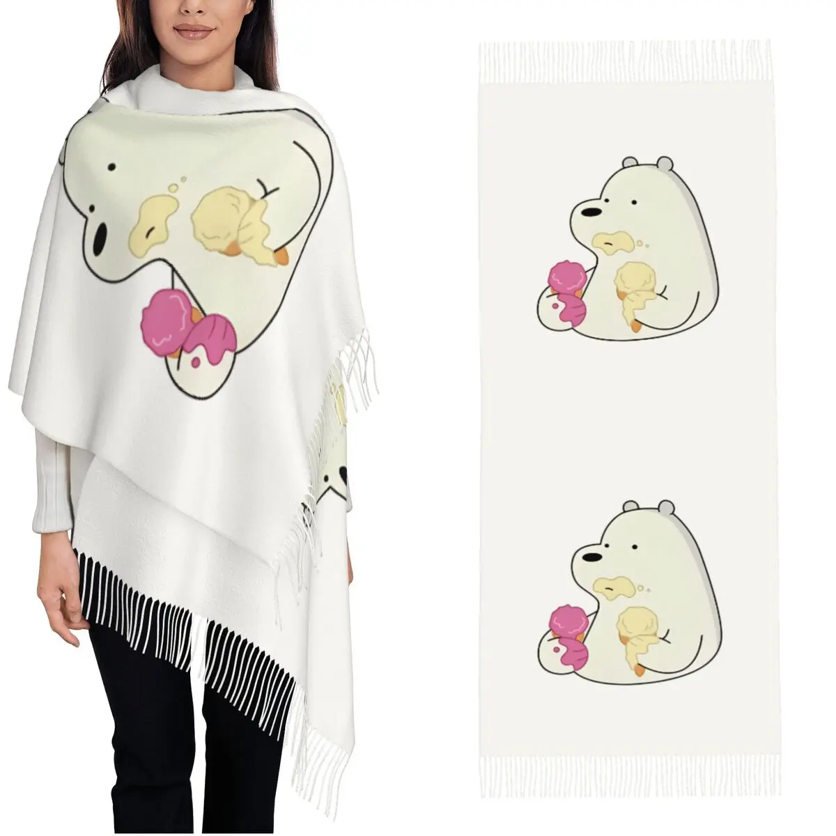 Милая шаль с изображением медведя панды для женщин зимний большой мягкий шарф