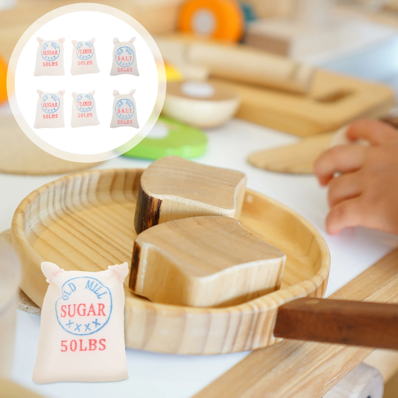 

6 Pcs Flour Mini Child Rustic Decor Fairy Garden Miniature Cloth Scene Accessory Dollhouse