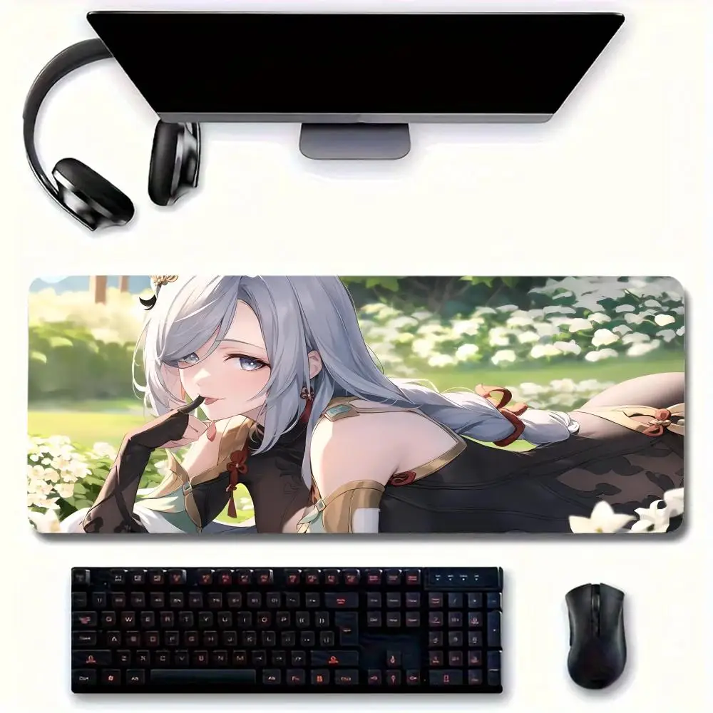 Игровой коврик для мыши S-Shenhe Girl большой дома и офиса водонепроницаемый