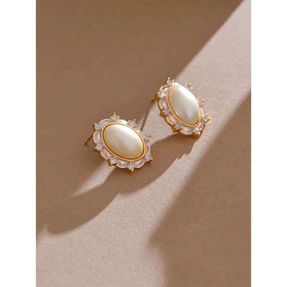 Модные шикарные элегантные серьги-гвоздики Mchic с имитацией жемчуга овальные