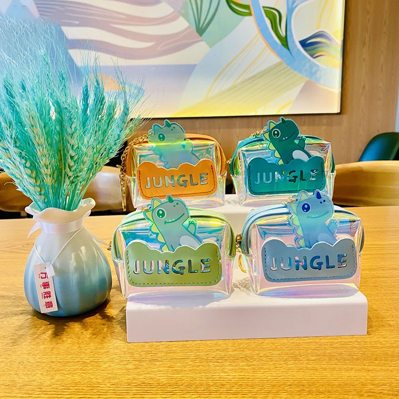 Мультяшная Лазерная подвеска в виде динозавра кошелек для карт мальчиков и