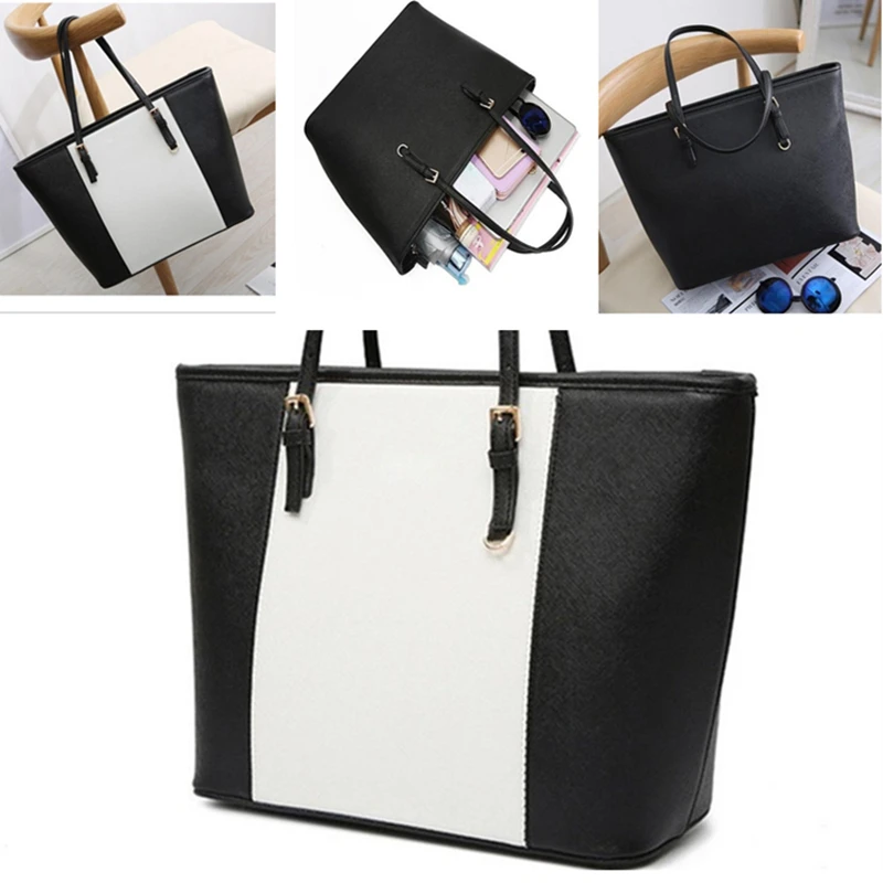

Bag Fashion Women Leather Handbag Brief Shoulder Bags Black White Large Capacity Luxury Handbags Tote Bags Designer Bolsos