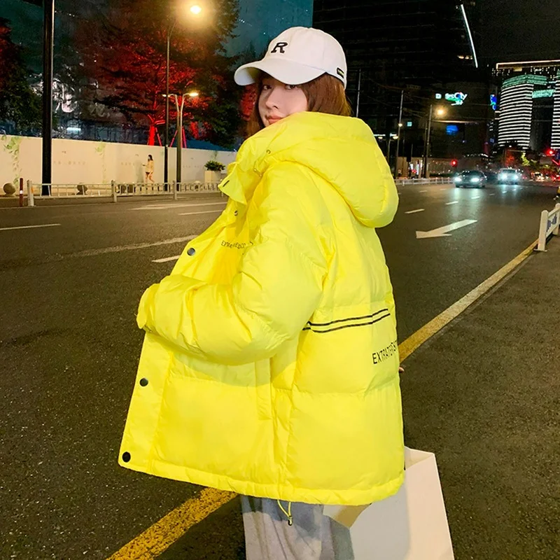 Down Padded Jacket Winter Women's Solid Color Loose Cotton 2021 Fashion Jacket Women's Hooded Warm Women's Long-sleeved Jacket