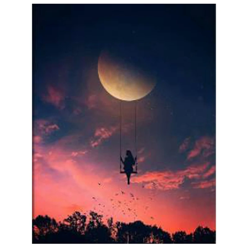 Хит продаж Алмазный Набор для творчества JFBL 5D с качели в форме Луны и девушки