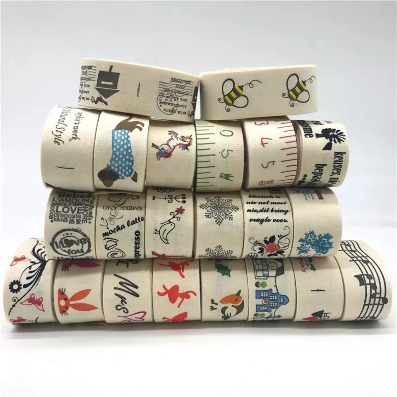 

5Yards 25mm Multi Design "Handmade" Printed Cotton Lace Ribbon Sewing Fabric Wedding Decoration Gift Wrapping Christmas Ribbon