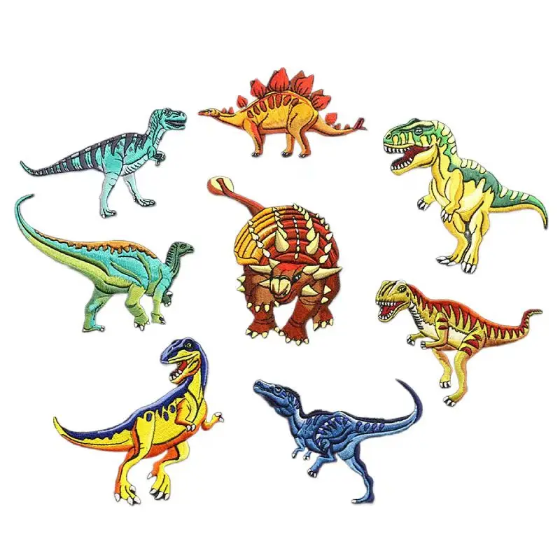 Нашивка с вышивкой динозавров для одежды украшение сделай сам заполнение