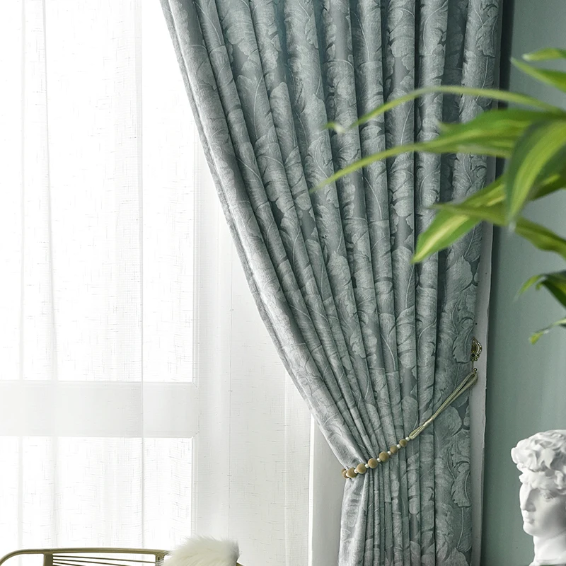 

Chinese Countryside Dark Pattern Retro Double-sided Jacquard Chenille Curtains Living Room Bedroom Curtains