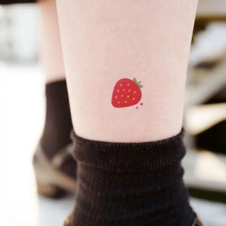 

Korean Fashion Red Strawberry Tattoo Stickers Women Men Cartoon Temporary Tattoos Punk Fake Tattoo Art Tatuaje Tatoo Cute Tatto