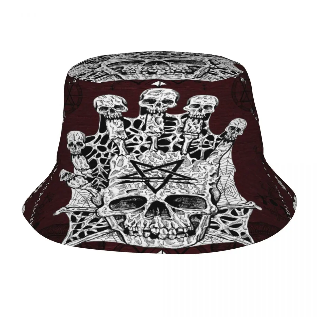 

Evil Skull And Mystic Pentagram Bucket Hat Summer Hats Fisherman Hat Foldable Women Men Sunscreen Shade Caps