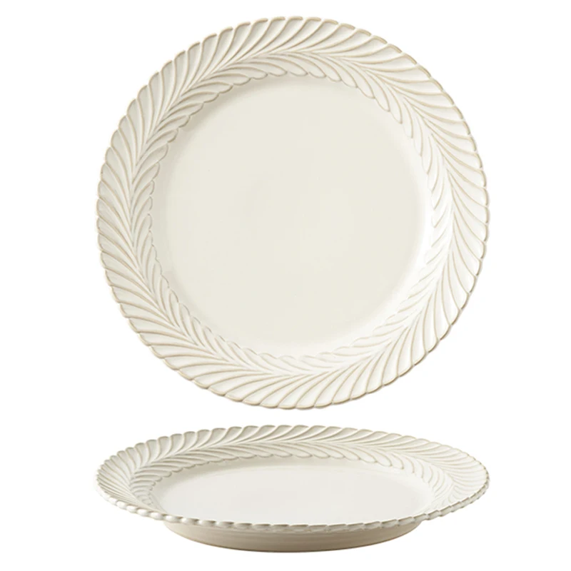 Французская белая винтажная Бытовая Керамическая тарелка для столовой лапши