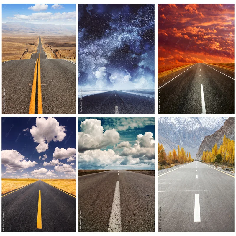 

ZHISUXI Highway Nature Scenery Photography Backdrops Travel Landscape Photo Backgrounds Studio Props 211228 GLL-07