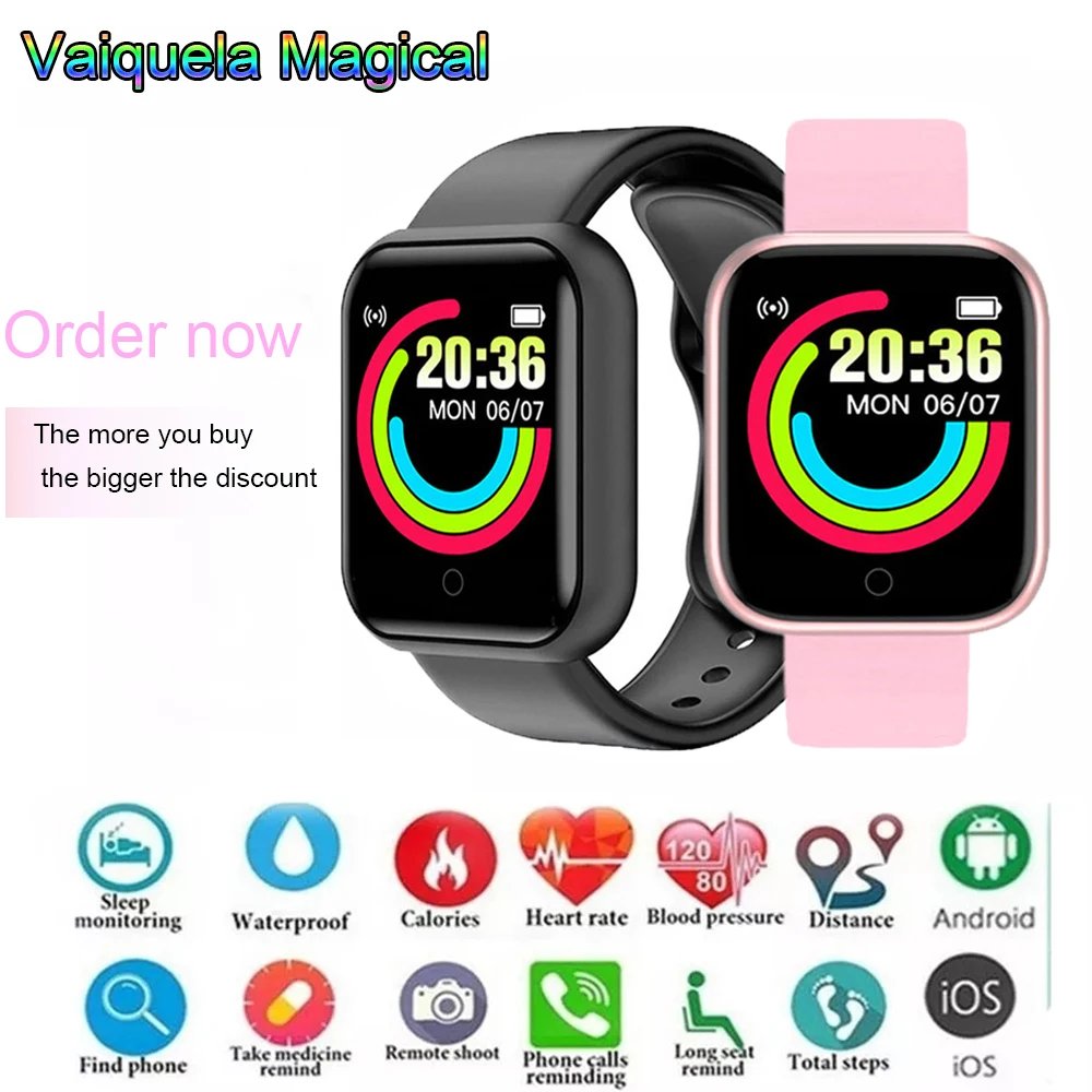 

D20 Men Women Smart Watch Y68 Fitness Tracker Sport Fitness Smartwatches Heart Rate Monitoring Smart Wristband For Apple Xiaomi