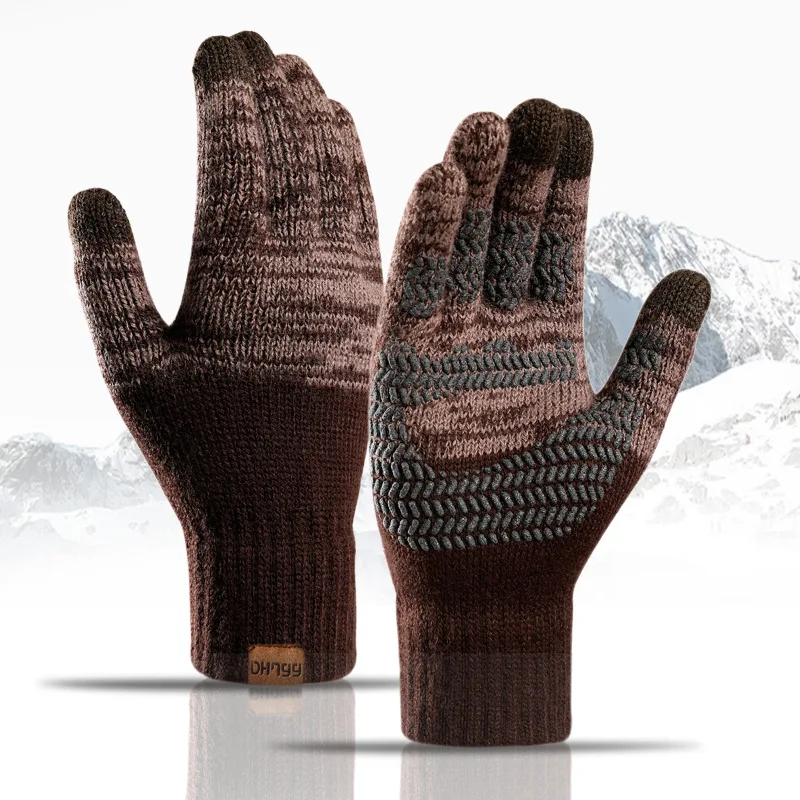 

Touch Screen Gloves for Winter Wool Knitted Men's Gloves Female Warm Mitten Outdoor Driving Cold-proof Glove Guantes Mitt