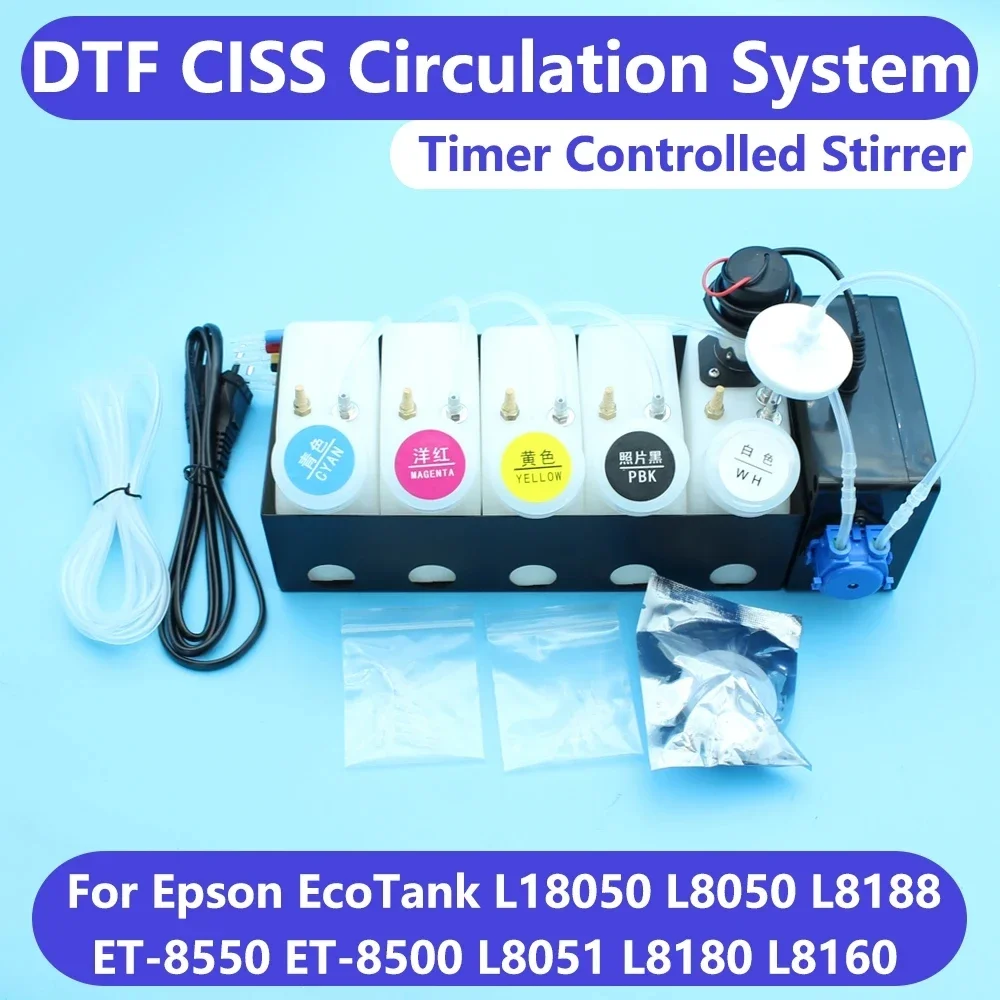 Набор чернил ET8550 DTF CISS для Epson ET-8550 L18050 L8050 L1800 L800 Xp600 белый комплект преобразования