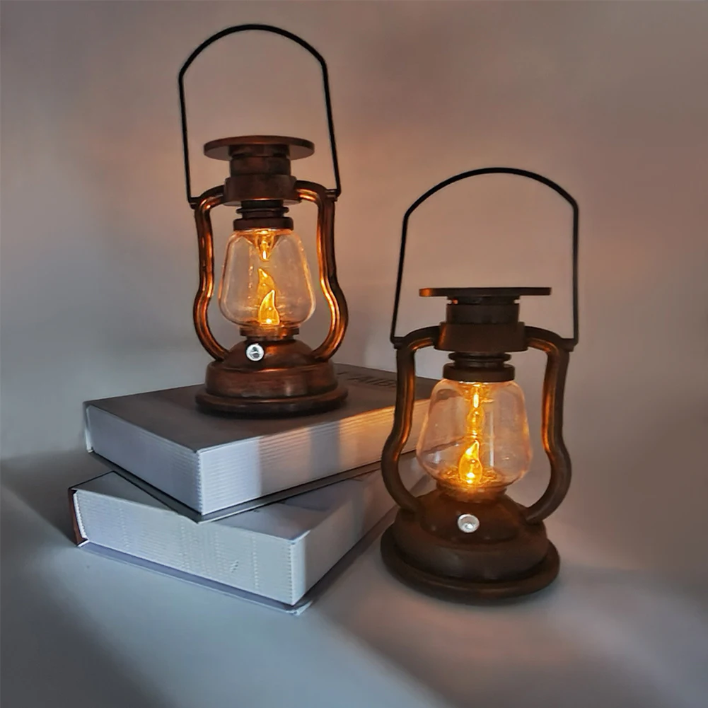

Retro Kerosene Lamp LED Solar Light Portable Outdoor Garden Hanging Lantern Camping Candle Sunlight Courtyard Decoration Lamp