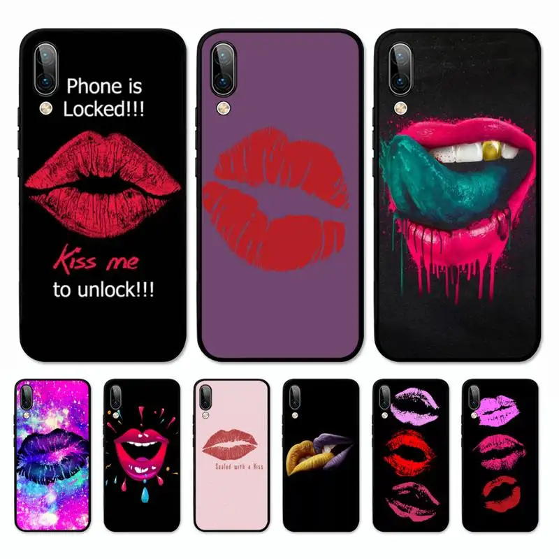 

Kiss With Lips Phone Case for Vivo Y91C Y11 17 19 17 67 81 Oppo A9 2020 Realme c3