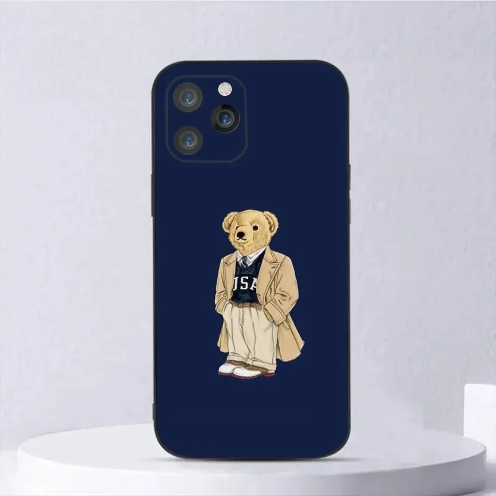 Baron F-Filou Bear Fashion Phone Case For iPhone15 14 13 12 11 Pro Max Plus Mini X XS XR 8 7 6 S SE Soft Black