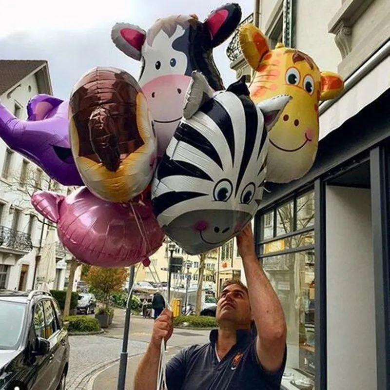 1 комплект воздушные шары с изображением одного и двух букв мультяшное животное
