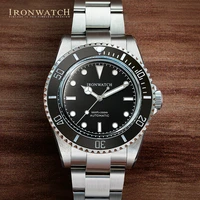 ironwatch mens vintage diver watch sub 14060 bubble sapphire 40mm black dial pt5000sw200 automatic movement 20bar bgw 9 lume