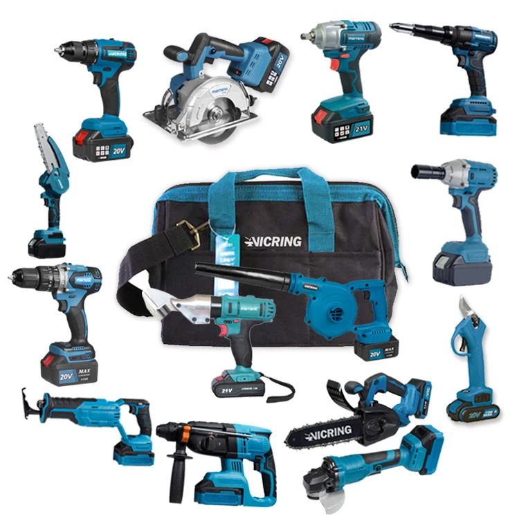 

VICRING 14 In One Set The Purples 20V Power Tool Set High Quality Professional Cordless Power Drill Tools Combo Sets Herramienta