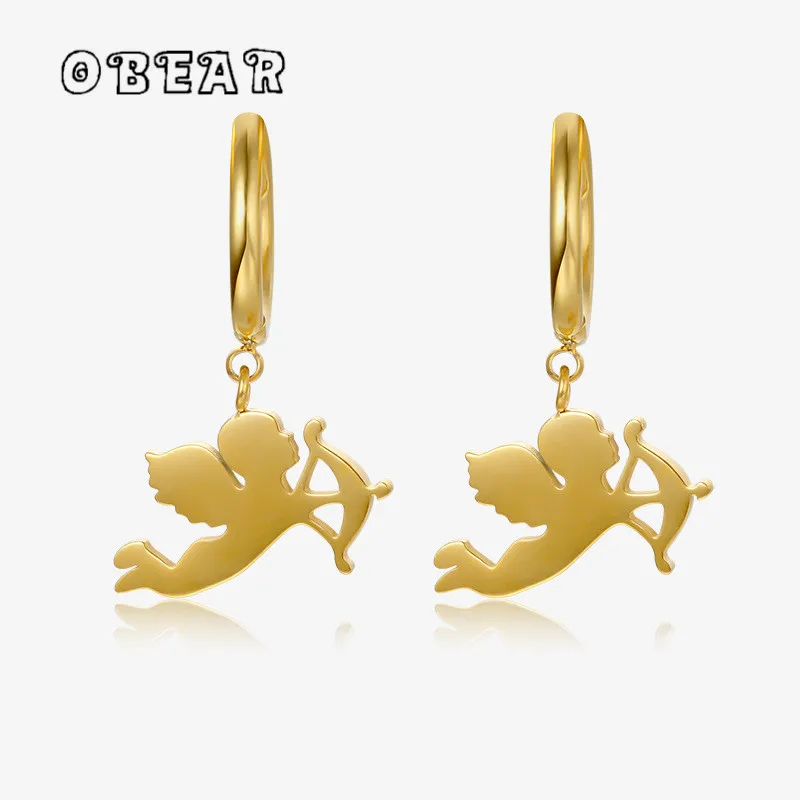 

Cupid Cute Little Angel Earrings for Women Stainless Steel 18k Gold Plated Not Easy To Fade Jewelry