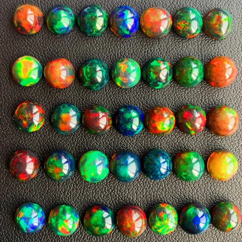 Natural black opal bare stone ring face color gorgeous circle can be customized ring earrings etc certificate can be issued