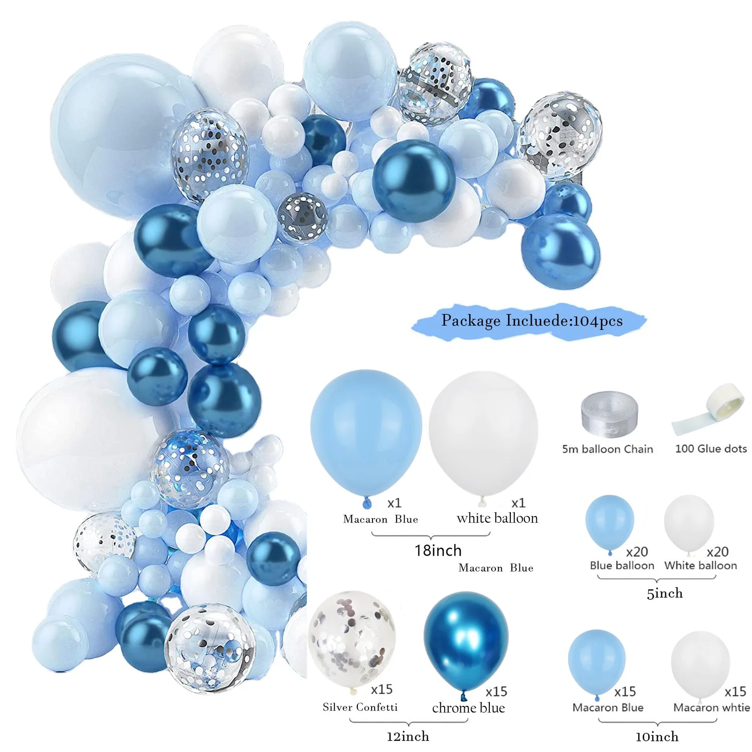 

Комплект синих воздушных шаров, 134 шт., воздушные шары серии Ocean, конфетти, металлические латексные воздушные шары для дня рождения, детского душа, свадебные вечерние принадлежности