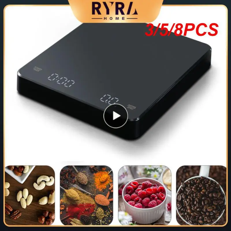 

3/5/8PCS 3kg / 0.1g New LED Screen Charging Coffee Scale Timing Hand Brewing Coffee Electronic Scale Household Kitchen