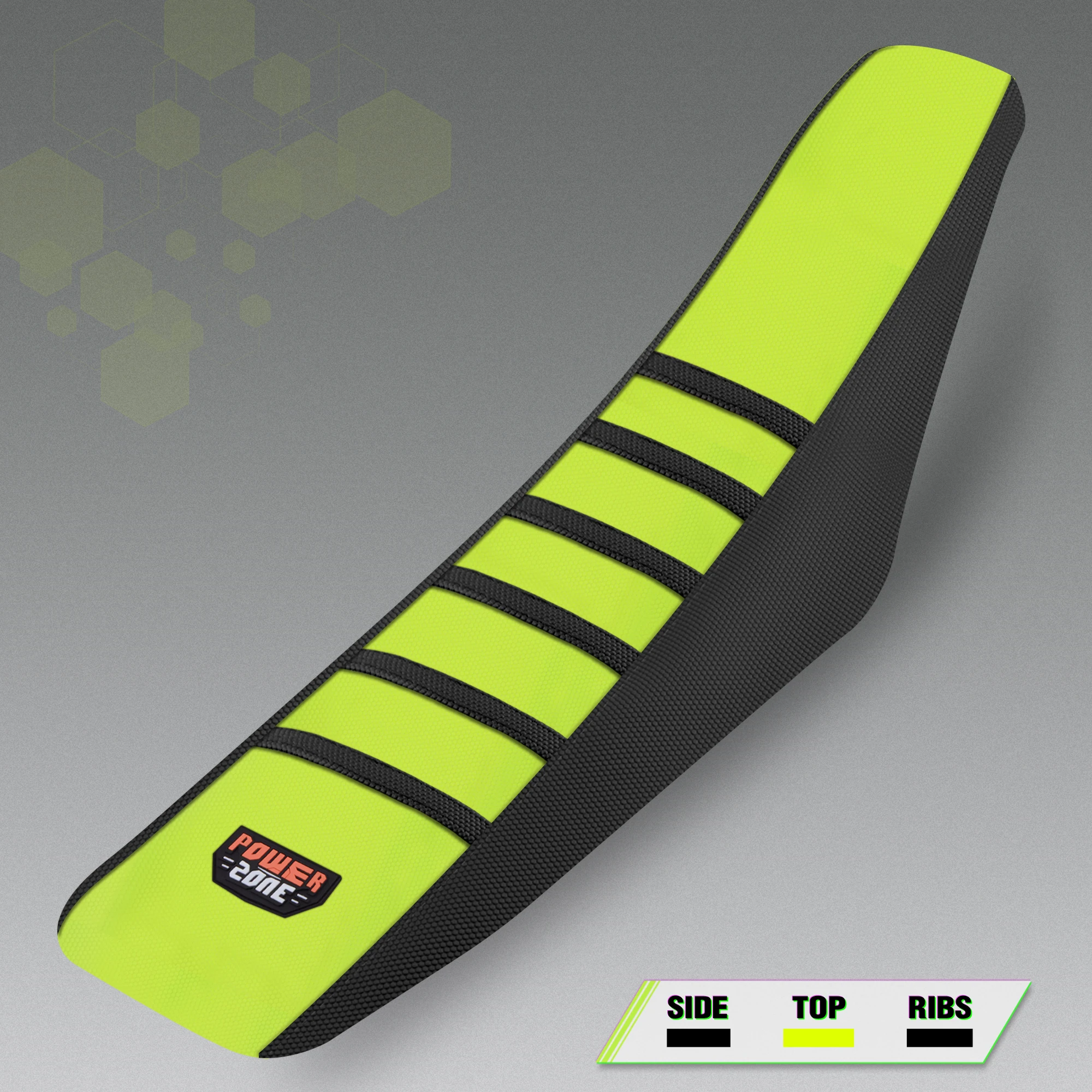 

Powerzone флуоресцентный желтый чехол на сиденье, мягкий водонепроницаемый нескользящий ребристый чехол на сиденье мотоцикла для SXF EXC KXF CRF YZF WR TC TE