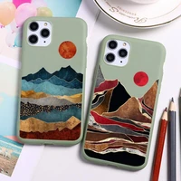 hand painted scenery phone case for iphone 13 12 11 pro max mini xs 8 7 6 6s plus x se 2020 xr candy green silicone cover