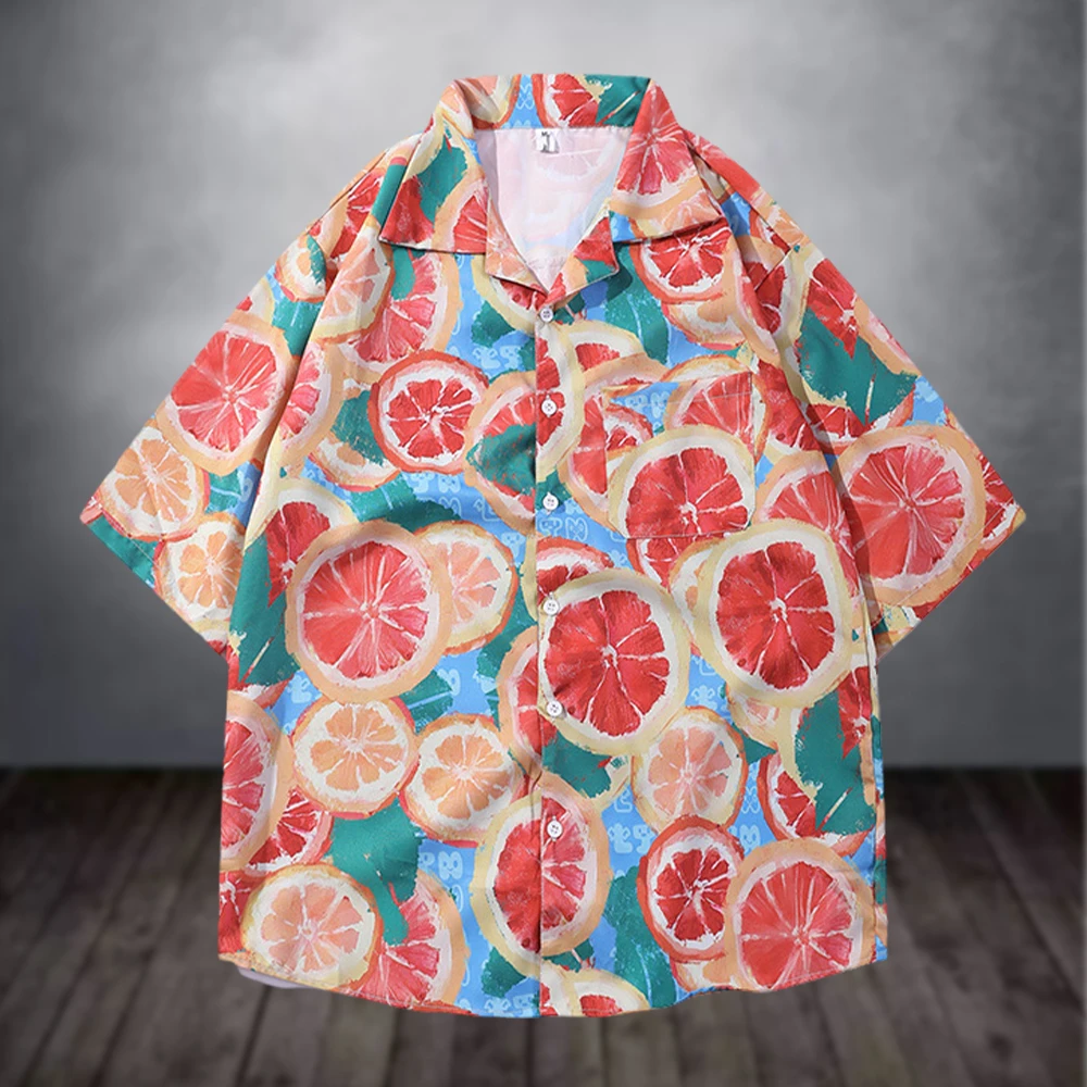 

Men'S Short Sleeve Shirt Summer New Tops Vacation Casual 3d Printed Seaside Coconut Tree Pattern Lapel Oversized Hawaiian Shirt