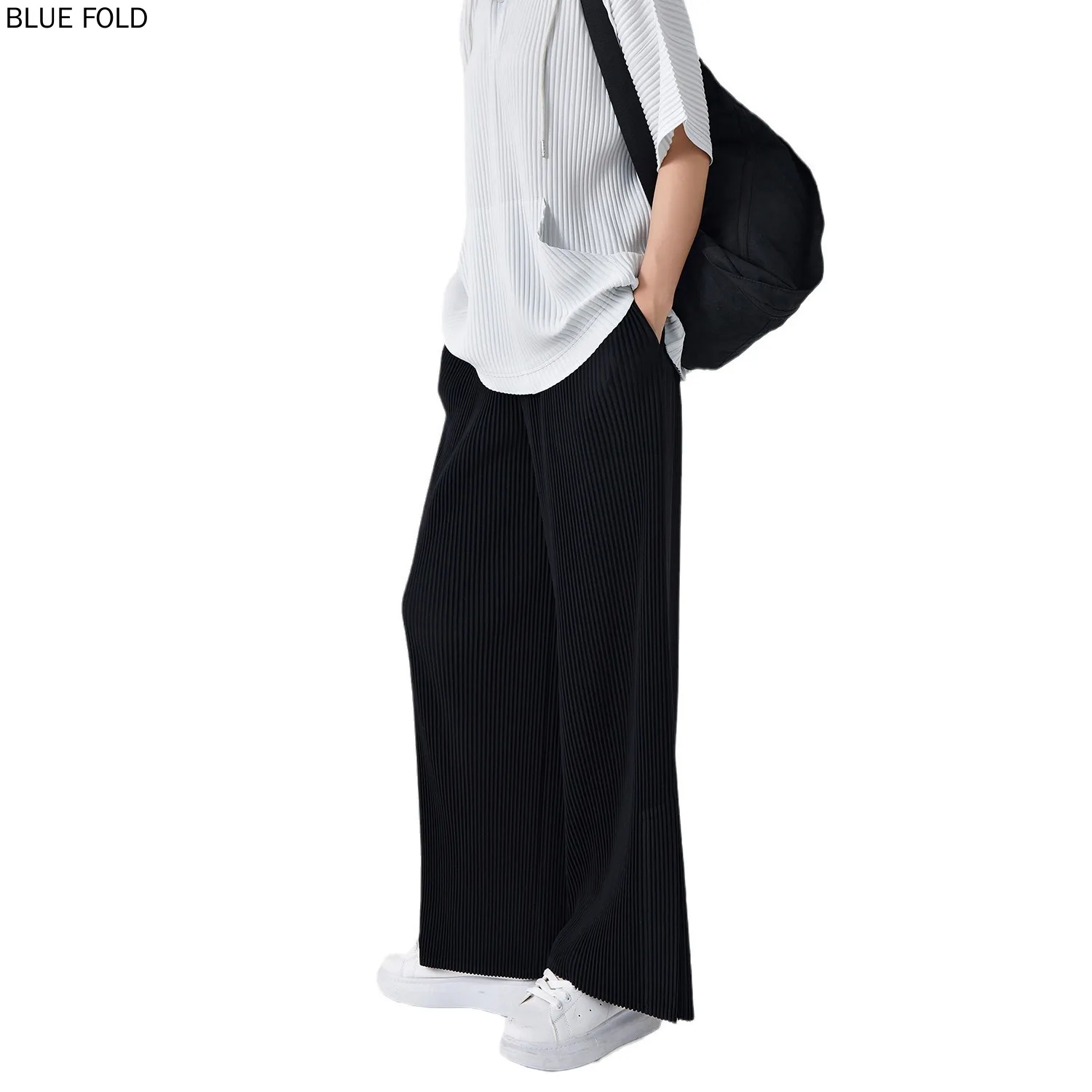 Брюки Miyake женские с широкими штанинами Осень-зима 2024 плотная драпировка