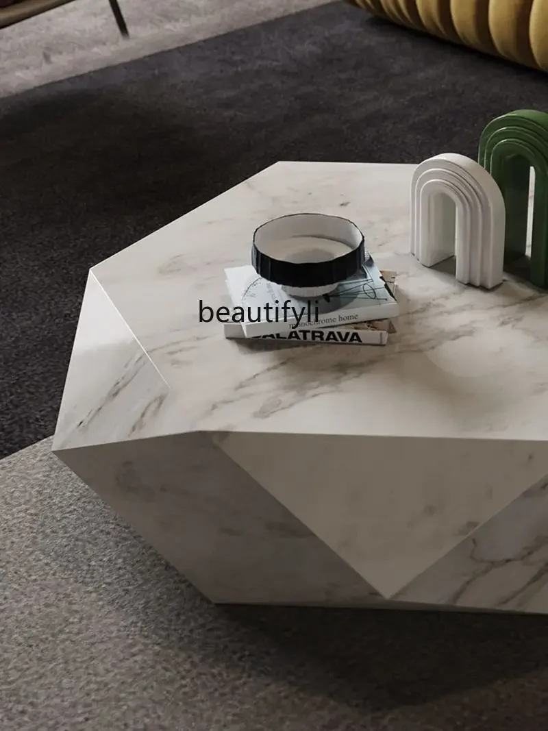 Итальянский минималистичный мраморный чайный столик круглый художественная