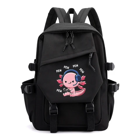Axolotl-Gaming-Kids-Cute-Axolotl Модные рюкзаки Универсальные рюкзаки Большая вместительная школьная компьютерная дорожная сумка унисекс