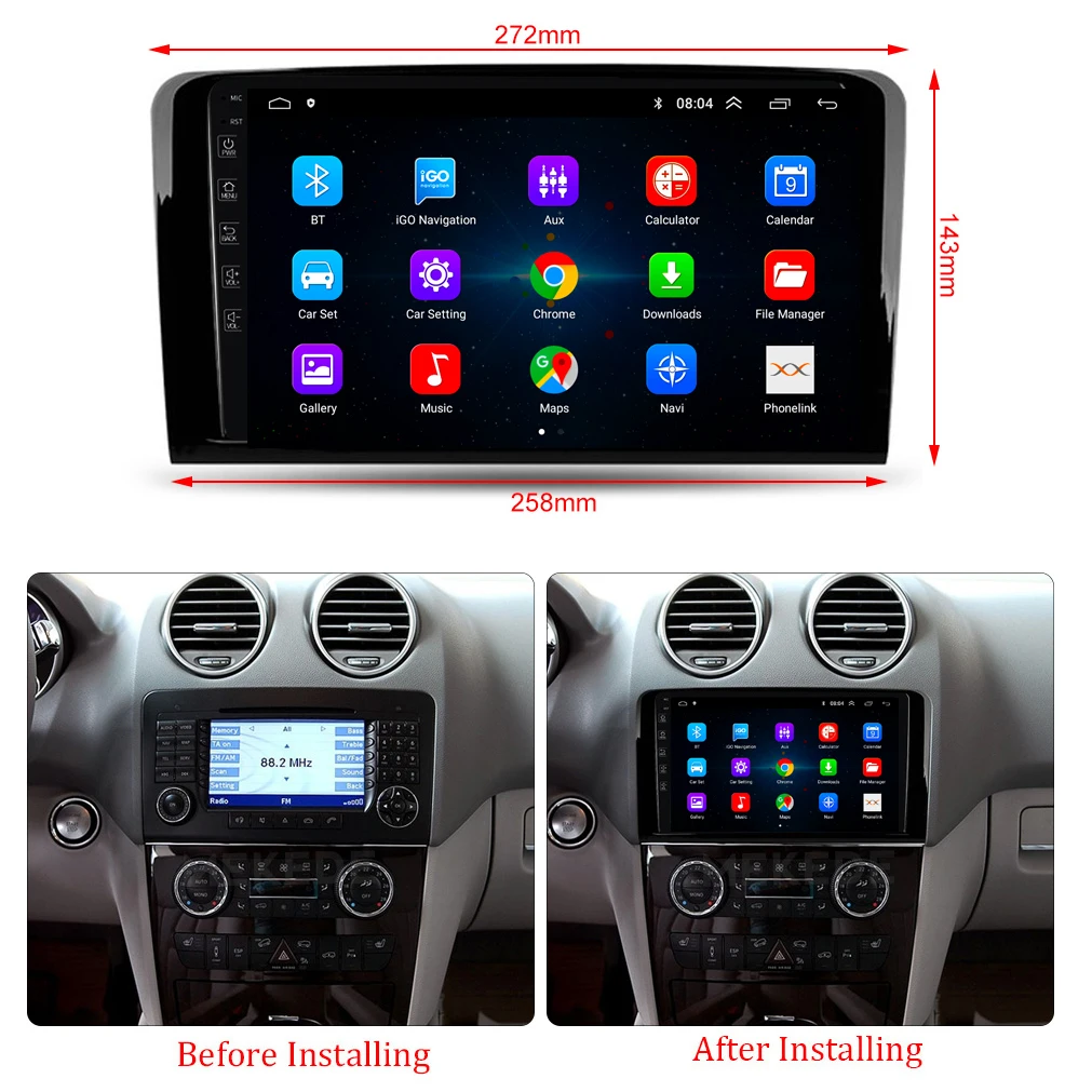 Автомагнитола 2 DIN 4 + 64 ГБ Android для Mercedes Benz ML GL W164 ML350 ML500 GL320 X164 ML280 GL350 GL450 |