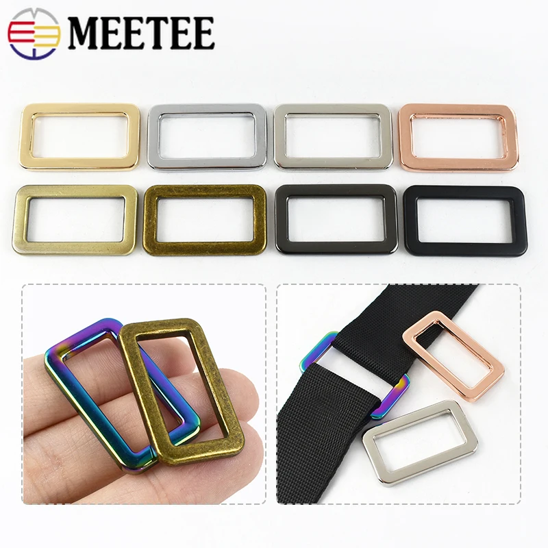 Фото Meetee 5-30 шт. металлические квадратные пряжки 25-38 мм, ремень для сумки, соединительная застежка, кольцо для ошейника для собаки, пряжка, лямка, регулируемые петлевые крючки, аксессуары №2