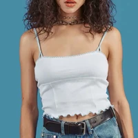 ruffle casual summer sexy sleeveless suspender top ladies patchwork lace y2k spaghetti belt top tee ladies fashion 90s party