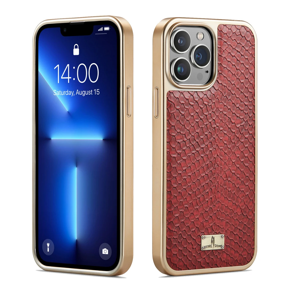 

Snake Pattern Leather Phone Case For Iphone 11 12 13 14 Pro Max 14Plus Electroplated Frame Phone Cover For IPHON 12 13 14 Promax