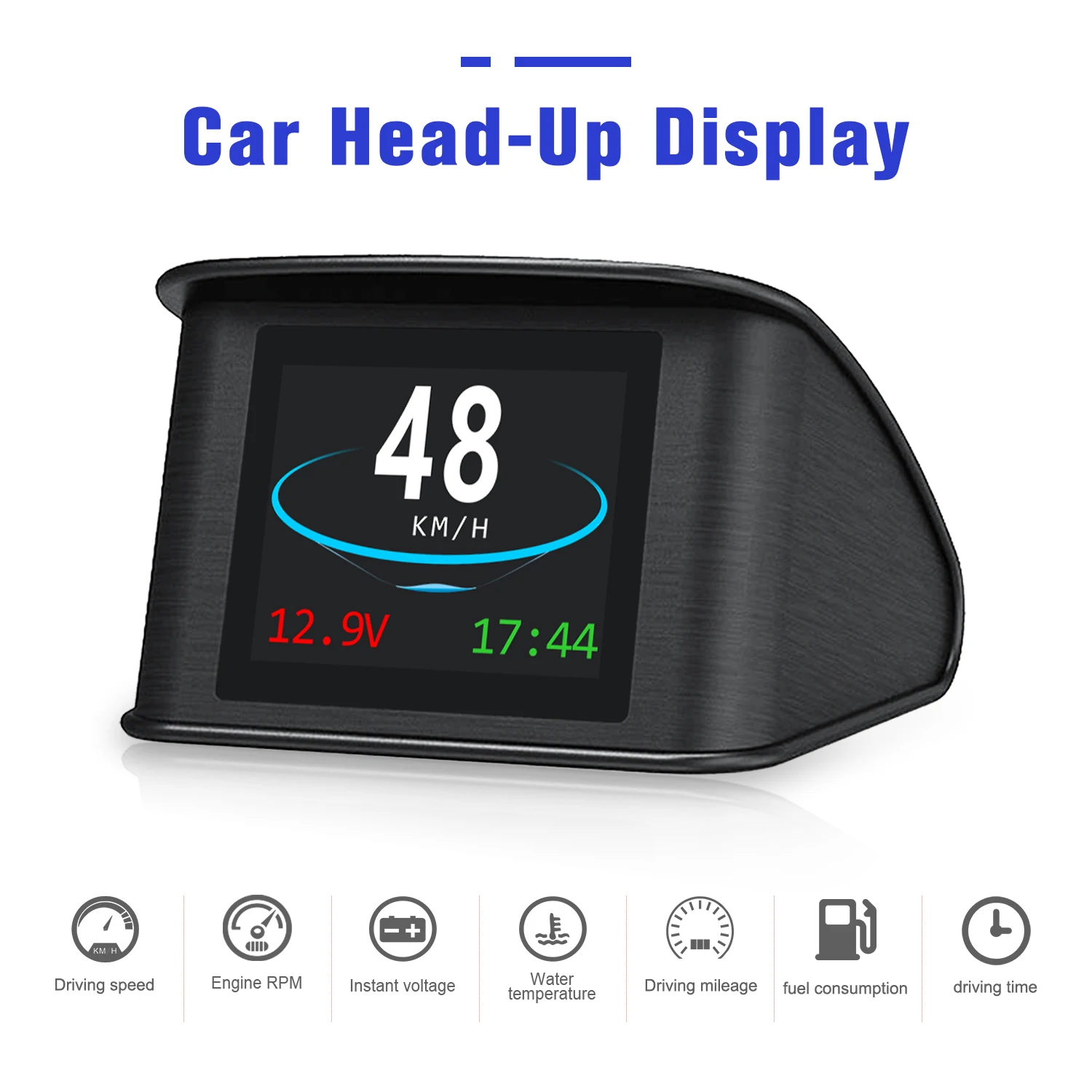 Фото Многофункциональный цифровой измеритель P10 OBD2 для бортового компьютера: напряжение, температура, давление масла, охлаждающая жидкость, 12В, USB HUD спидометр Y03 №2
