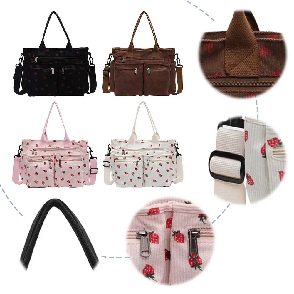 Женская клубничная сумка через плечо стильная с регулируемым ремешком