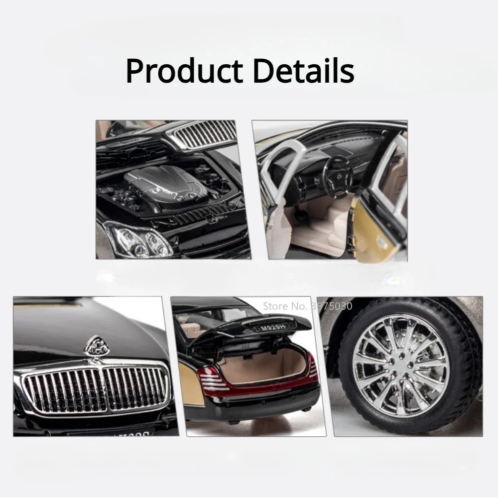 1:24 Maybach 62S Модель автомобиля Игрушечный сплав Литой под давлением Высокая
